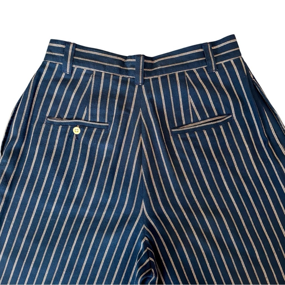 Ralph Lauren Country RARE Vintage High Waist Pinstripe Pleated Trousers Navy 12 - Picture 10 of 14
